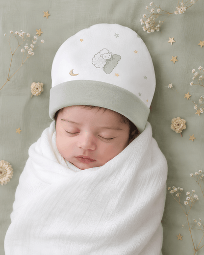 Dreamy Sheep White Baby Beanie Cap