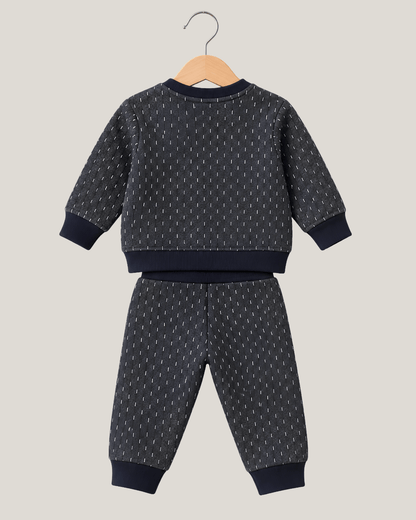 Todlerry Unisex Kids Winter Fleece Sweatshirt & Jogger Set - Navy