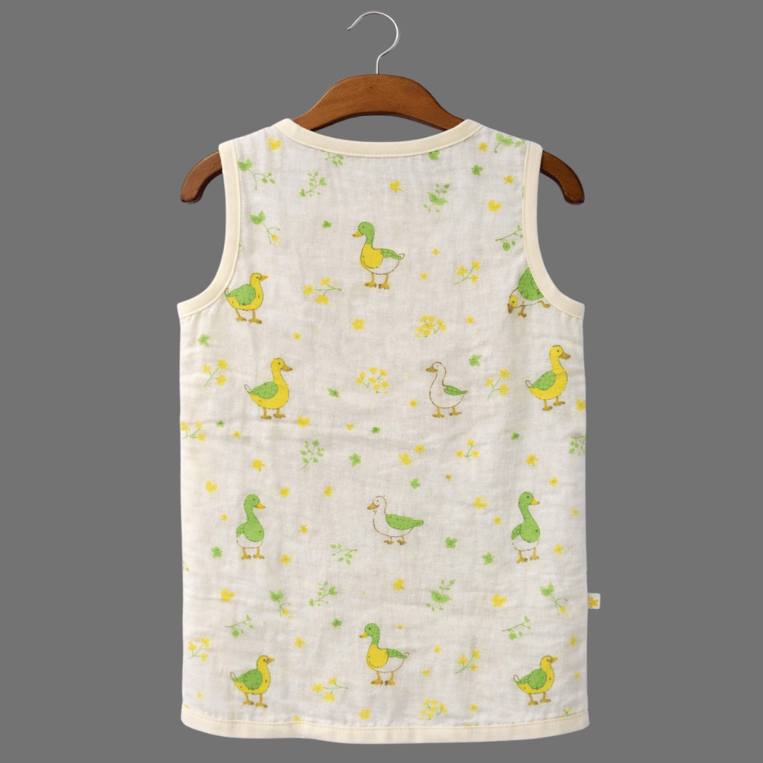 Unisex Soft Cotton Sleeveless Little Ducks Jhabla for Babies