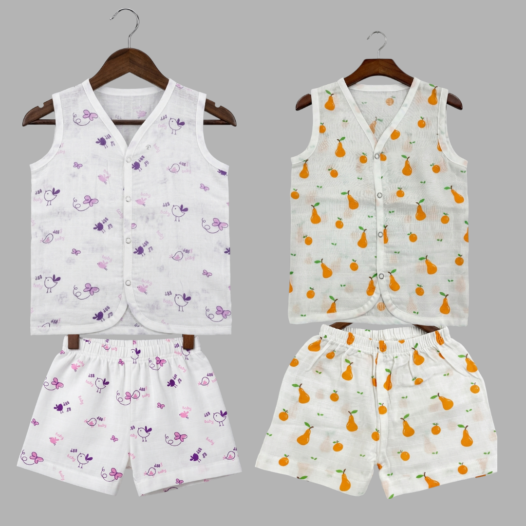 Summer Cotton Snap Up Jhabla & Shorts Set (Set of 2)