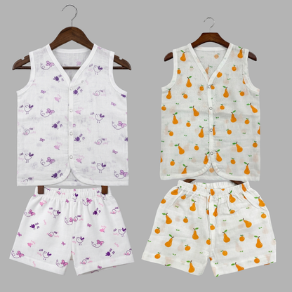 Summer Cotton Snap Up Jhabla & Shorts Set (Set of 2)