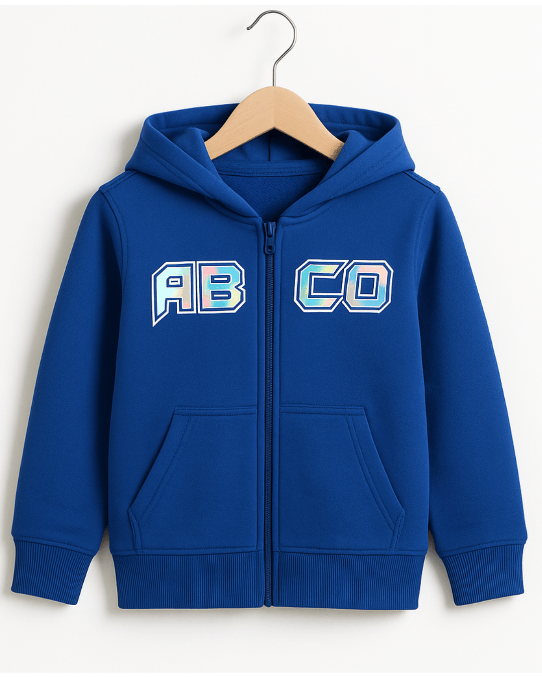 Blue Full Sleeve Hoodie with Front Zipper for Kids 100% Cotton