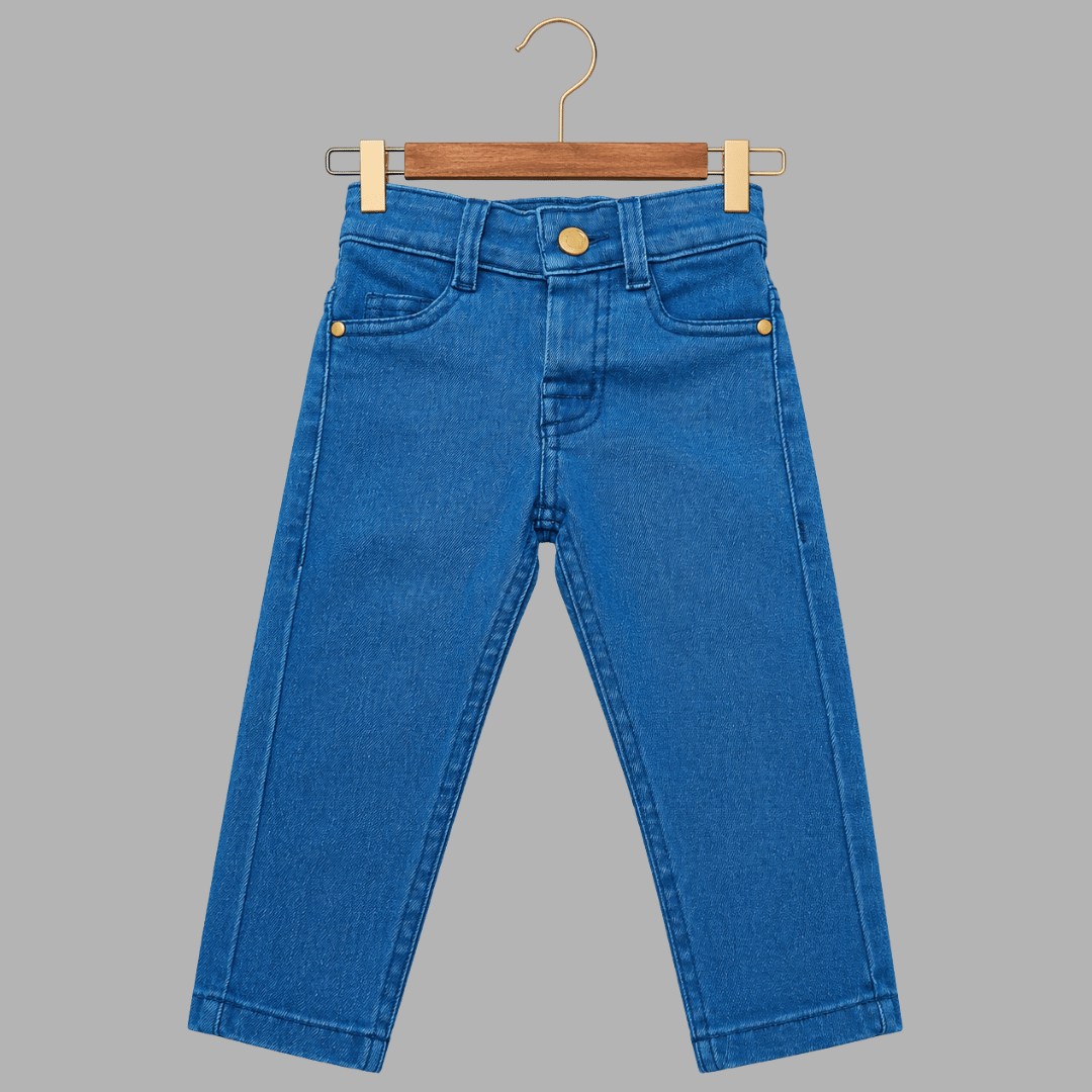 Kids Premium Stretch Straight-Fit Dark Blue Denim Jeans