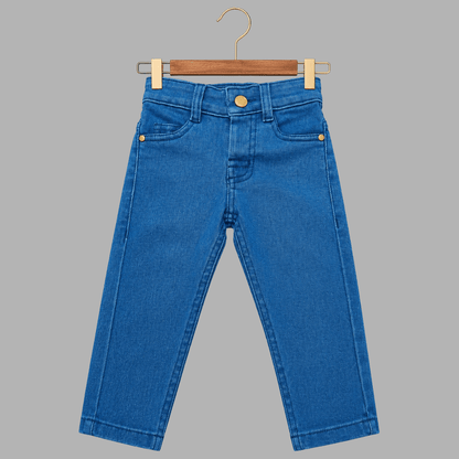 Kids Premium Stretch Straight-Fit Dark Blue Denim Jeans