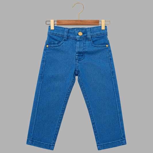 Kids Premium Stretch Straight-Fit Dark Blue Denim Jeans
