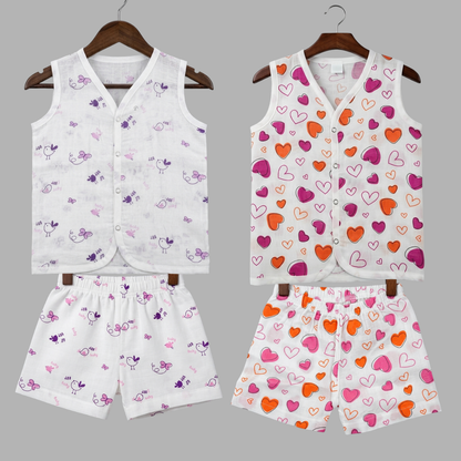 Summer Cotton Snap Up Jhabla & Shorts Set (Set of 2)