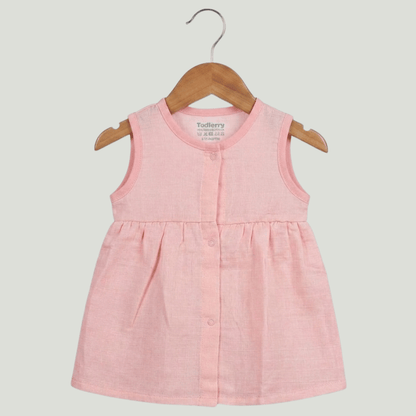 Premium Muslin Sleeveless Frock – 100% Organic Cotton Baby Dress