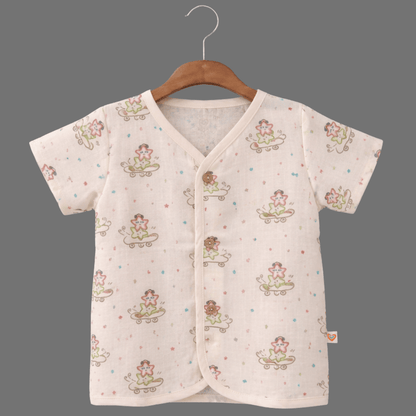 Unisex Comfy Cotton Jhabla With Soft Short Sleeve Button-Up