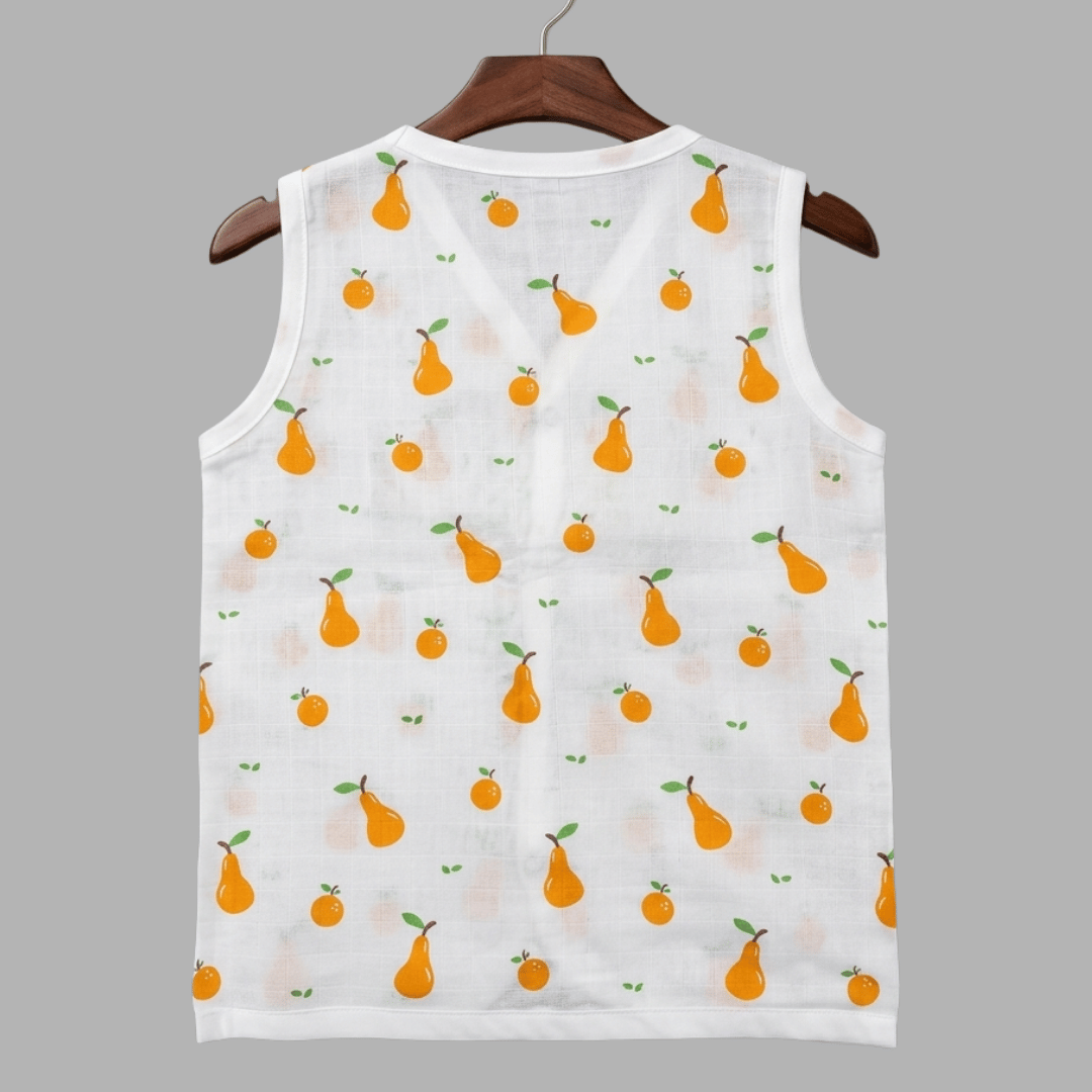 Little Pear Summer Cotton Snap Up Jhabla & Shorts Set