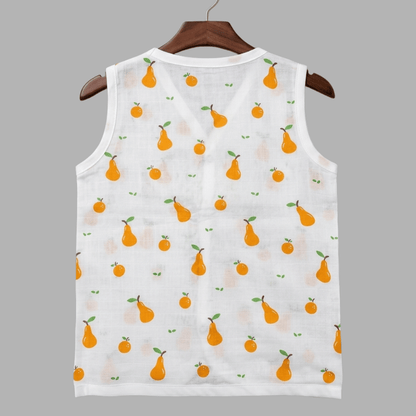 Little Pear Summer Cotton Snap Up Jhabla & Shorts Set