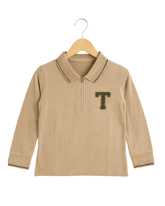 Boys Cream Cotton Polo T-Shirt Soft & Breathable 100% Cotton
