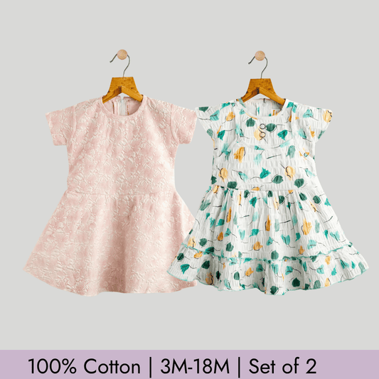 Todlerry Girls Frock | Pack of 2 |Soft & Breathable | 100% Cotton