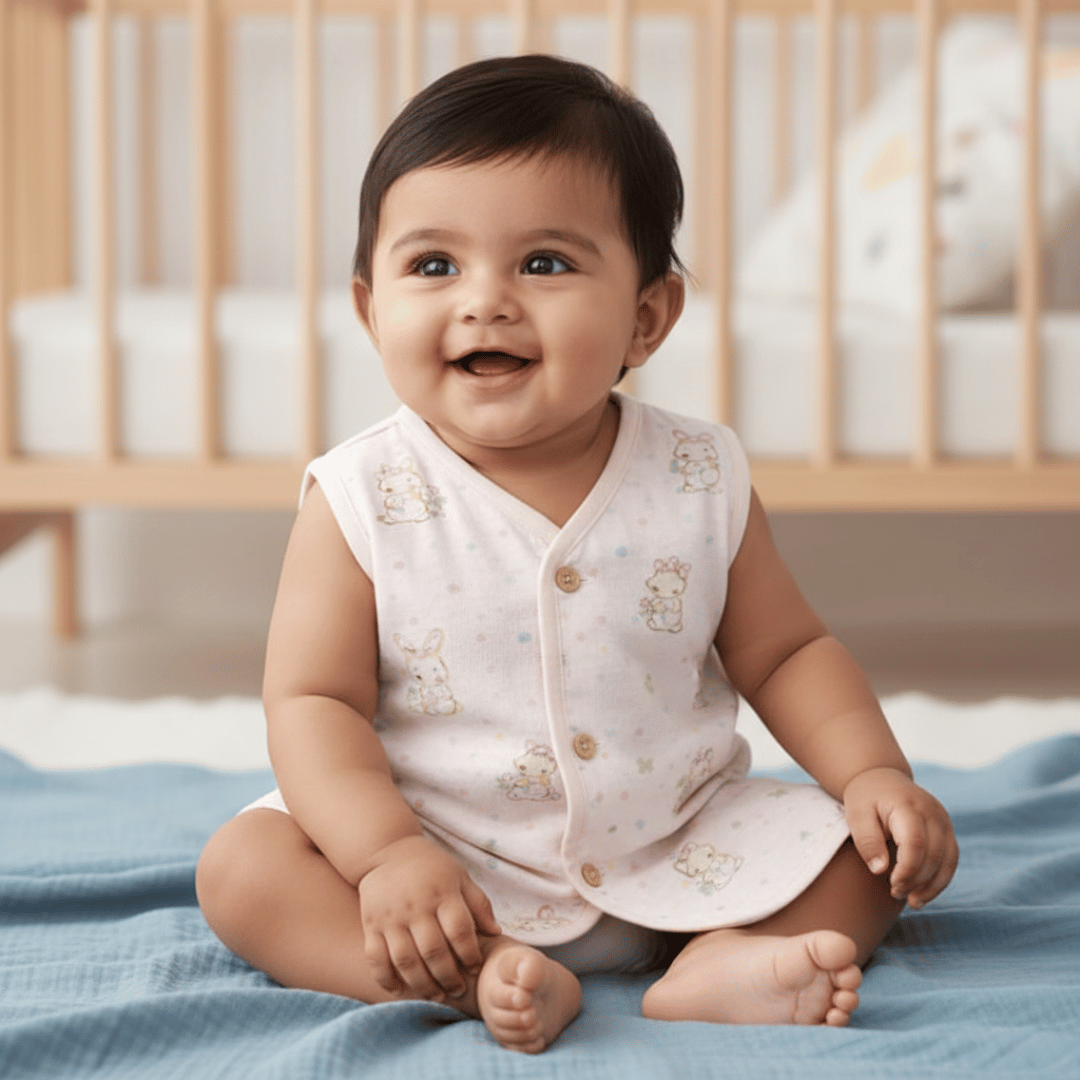 Unisex Soft Cotton Sleeveless Jhabla for Babies