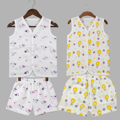 Summer Cotton Snap Up Jhabla & Shorts Set (Set of 2)
