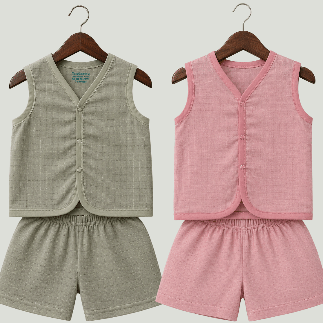 Soft Cotton Baby Jhabla & Shorts Set Combo sets