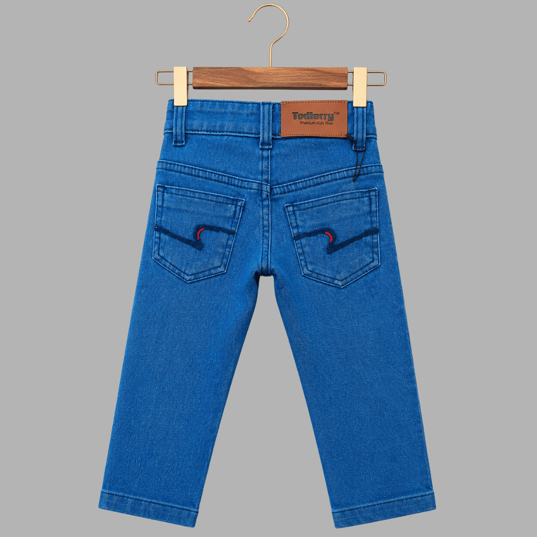 Kids Premium Stretch Straight-Fit Dark Blue Denim Jeans