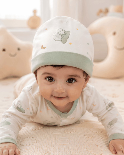 Dreamy Sheep White Baby Beanie Cap