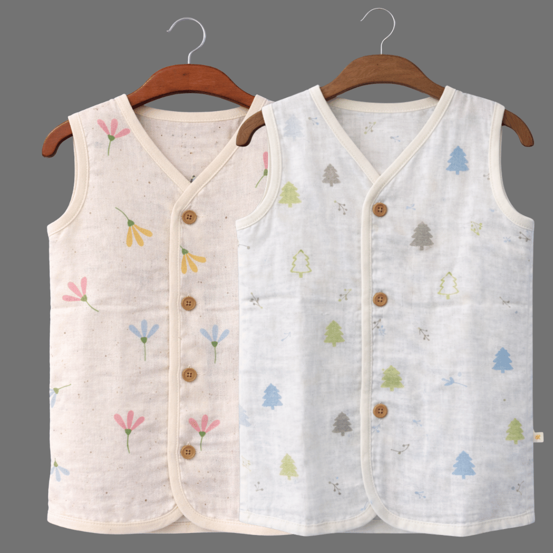 Unisex Soft Cotton Sleeveless Jhabla for Babies Combo sets