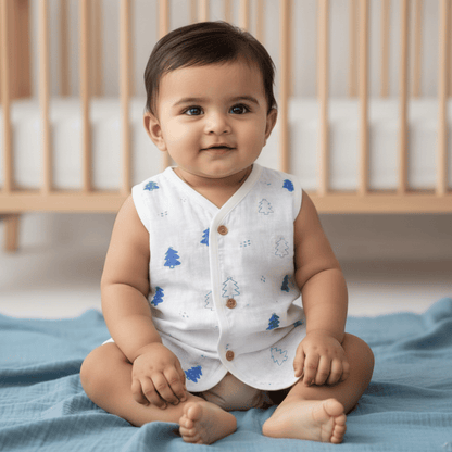 Unisex Soft Cotton Sleeveless Jhabla for Babies