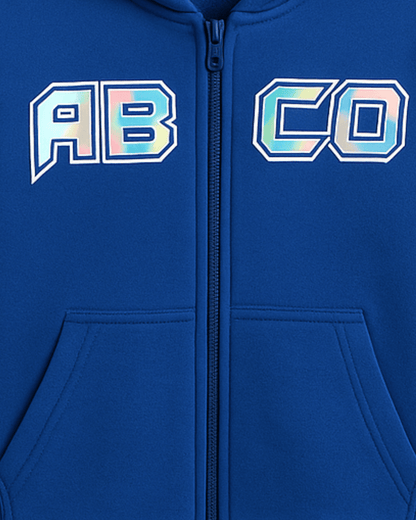 Blue Full Sleeve Hoodie with Front Zipper for Kids 100% Cotton