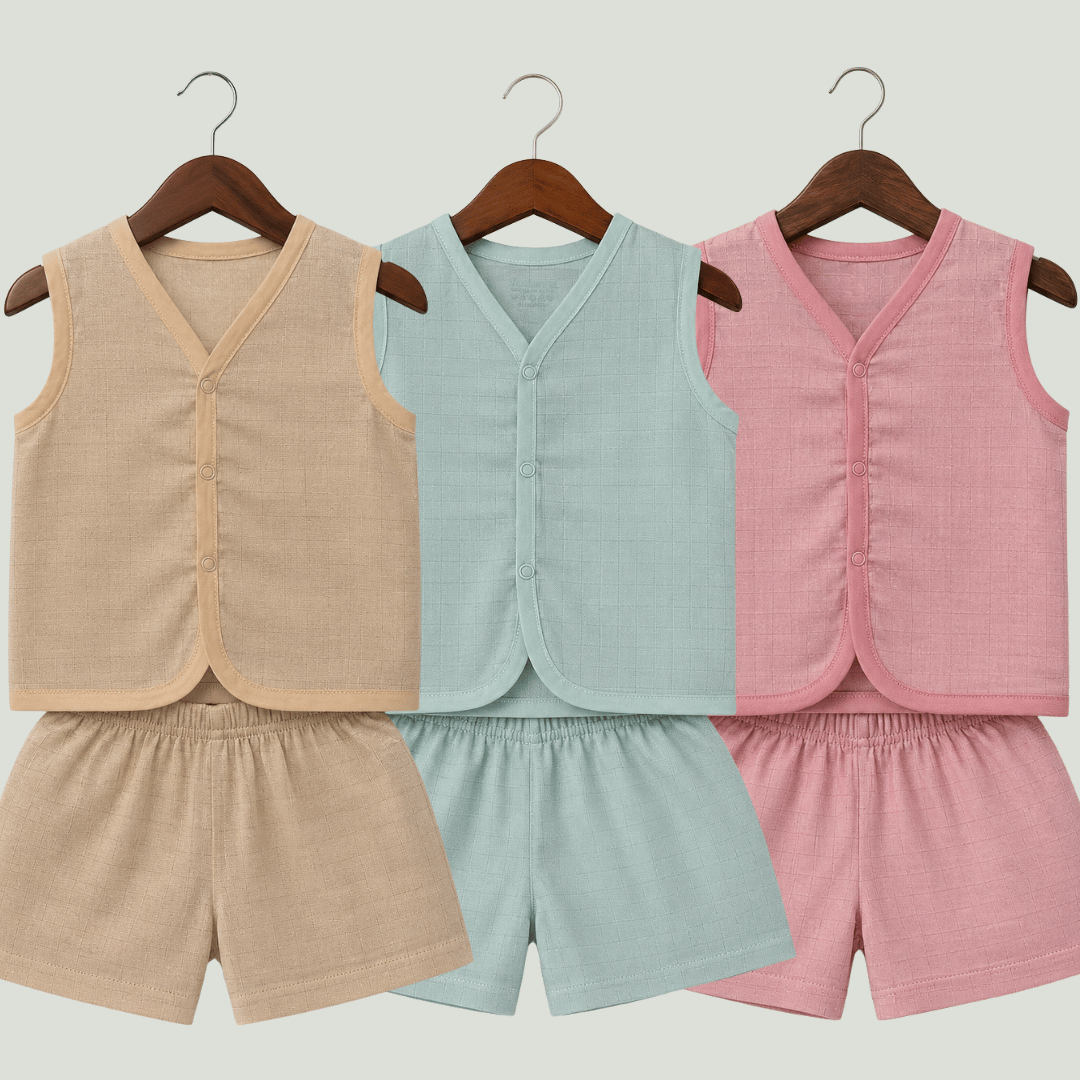 Soft Cotton Baby Jhabla & Shorts Set Combo sets