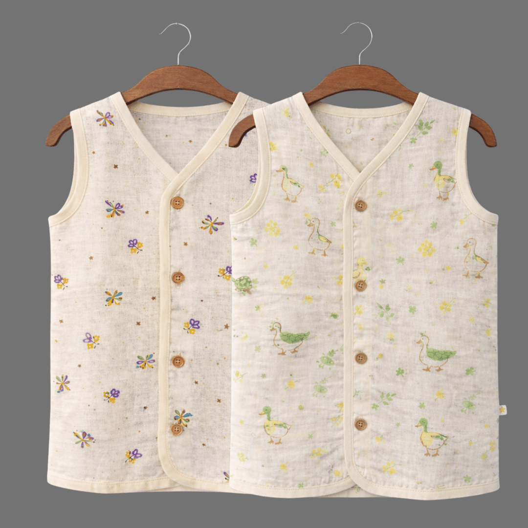 Unisex Soft Cotton Sleeveless Jhabla for Babies Combo sets