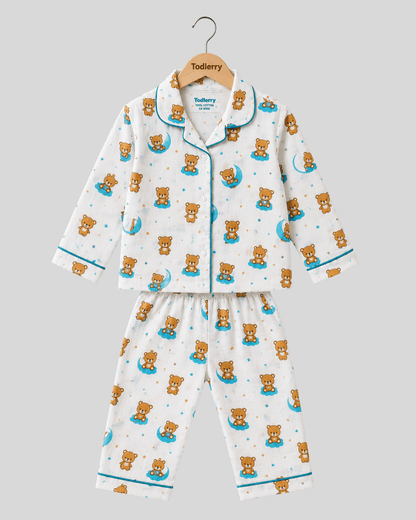 Todlerry Kids Cotton Night Suit – Teddy Print