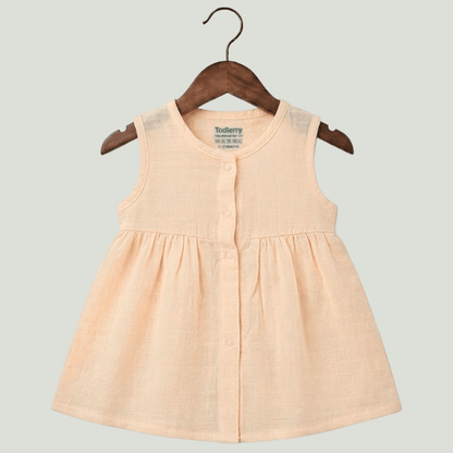 Premium Muslin Sleeveless Frock – 100% Organic Cotton Baby Dress