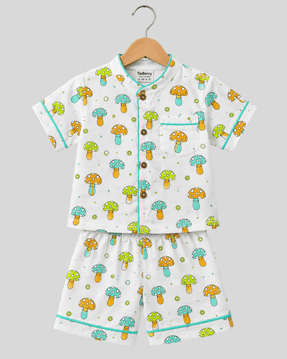 Todlerry 100% Cotton Kids Night Suit Set | Shirt & Shorts (4 Prints)