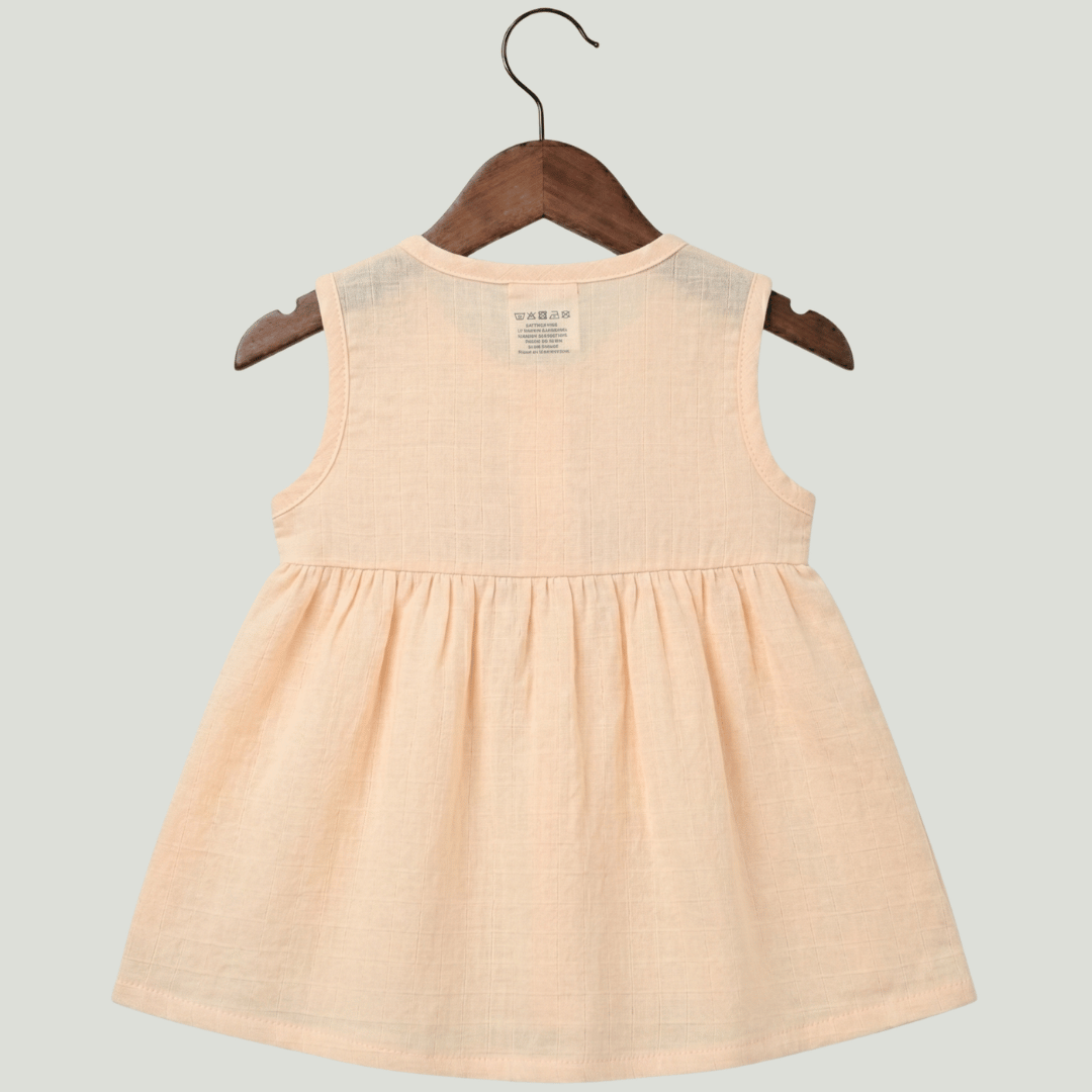 Premium Muslin Sleeveless Frock – 100% Organic Cotton Baby Dress