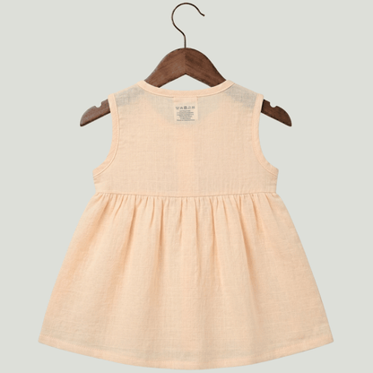 Premium Muslin Sleeveless Frock – 100% Organic Cotton Baby Dress