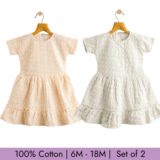 Todlerry Girls Frock | Pack of 2 |Soft & Breathable | 100% Cotton