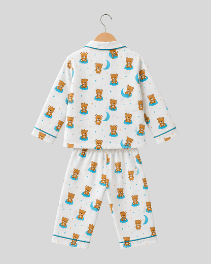 Todlerry Kids Cotton Night Suit – Teddy Print