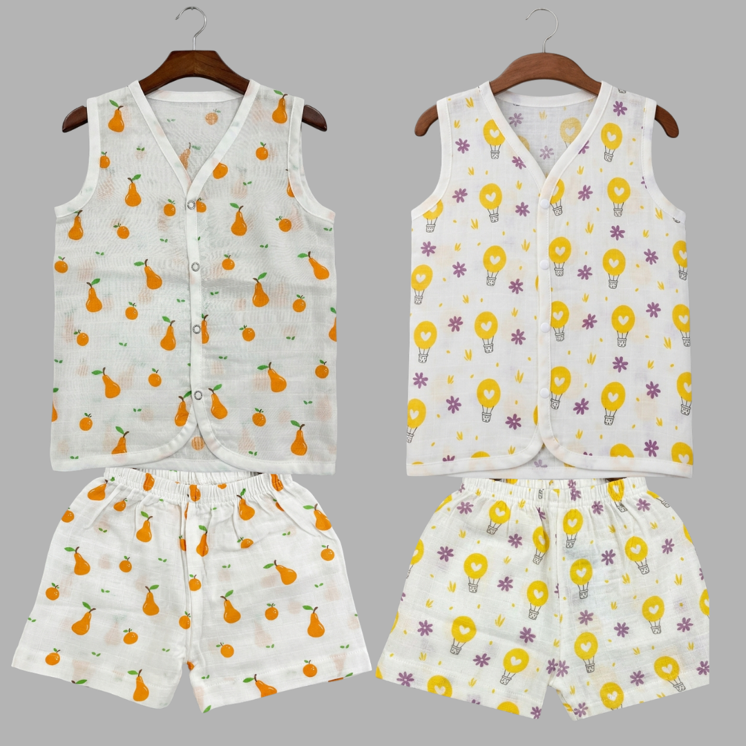 Summer Cotton Snap Up Jhabla & Shorts Set (Set of 2)