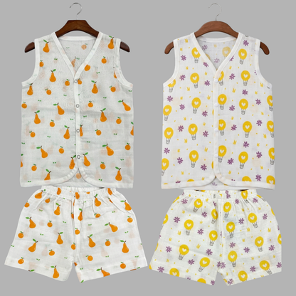Summer Cotton Snap Up Jhabla & Shorts Set (Set of 2)