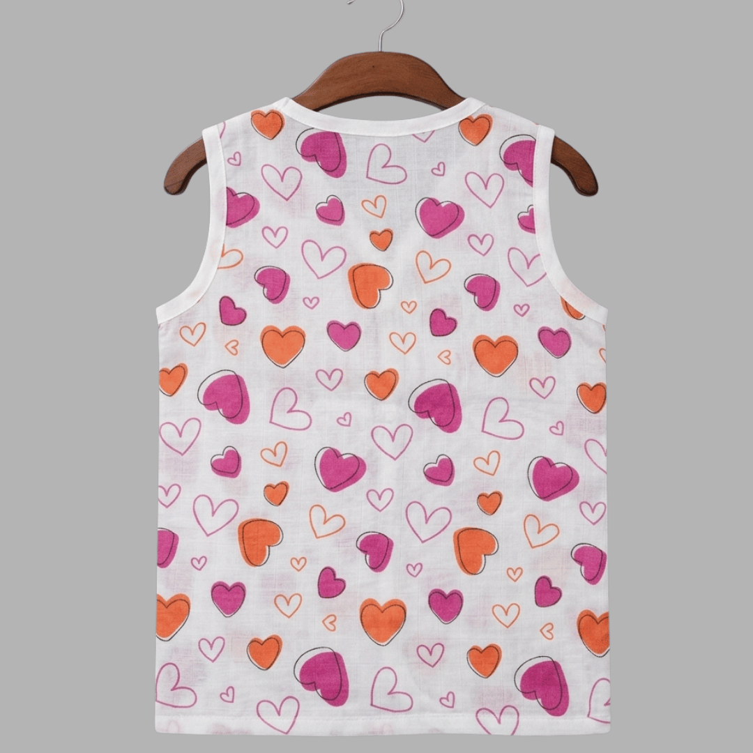 Bright Hearts Summer Cotton Snap Up Jhabla & Shorts Set