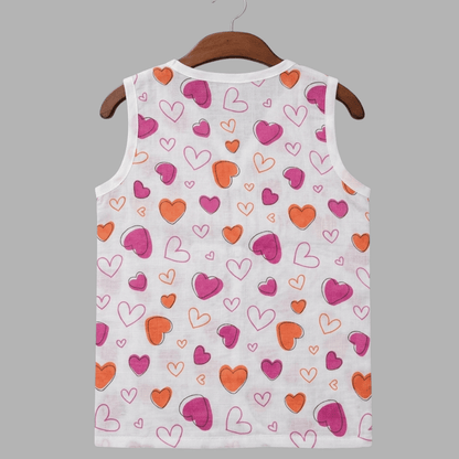 Bright Hearts Summer Cotton Snap Up Jhabla & Shorts Set