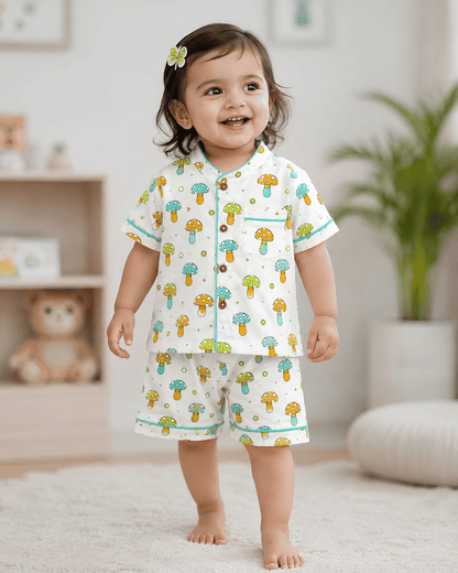 Todlerry 100% Cotton Kids Night Suit Set | Shirt & Shorts (4 Prints)