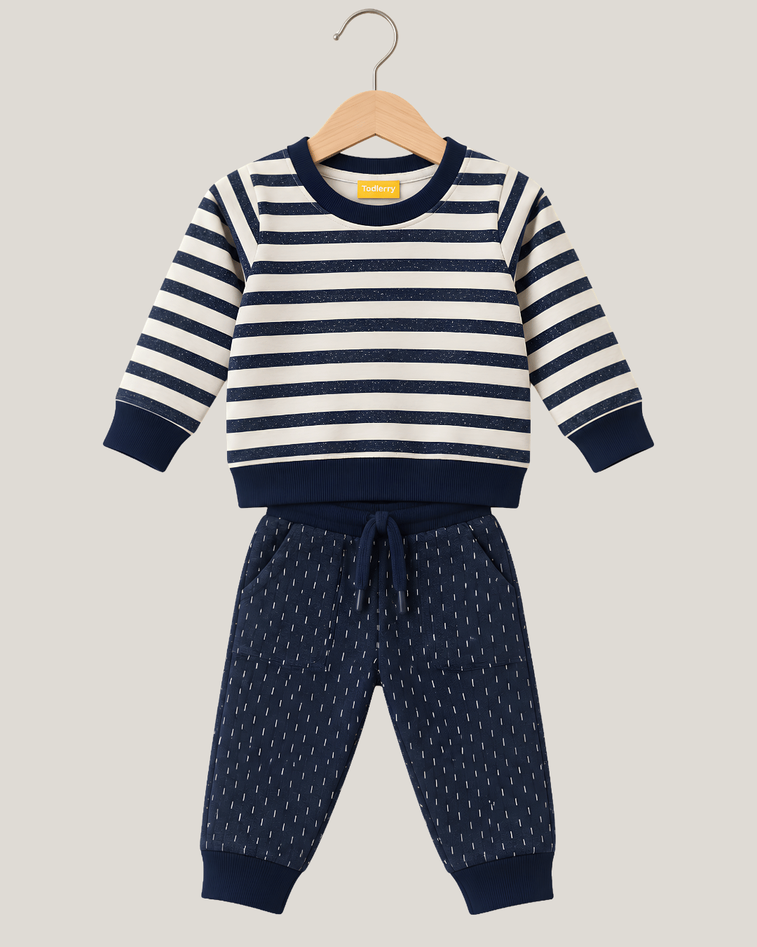 Todlerry Unisex Kids Striped Sweatshirt & Jogger Winter Set