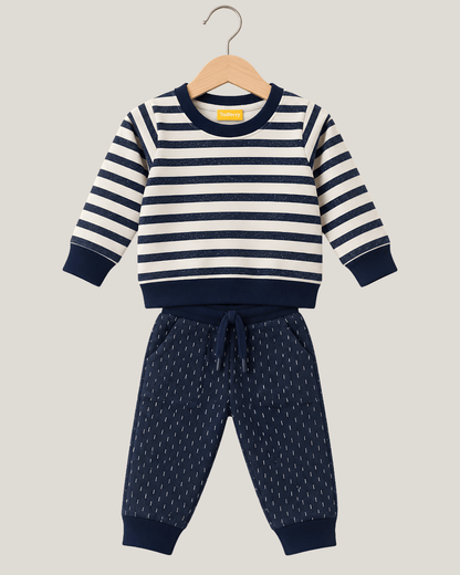 Todlerry Unisex Kids Striped Sweatshirt & Jogger Winter Set