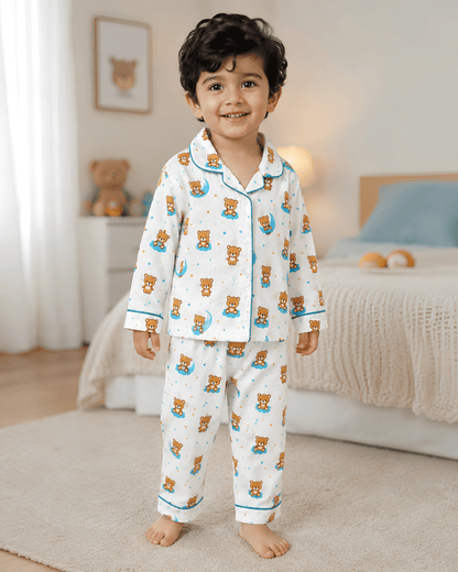 Todlerry Kids Cotton Night Suit – Teddy Print