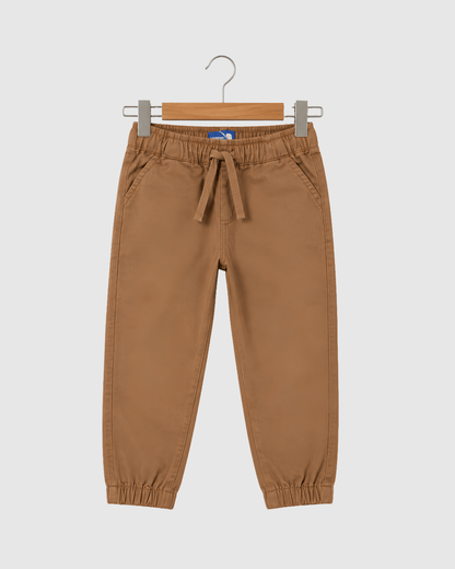 Kids Tan Brown Casual Chino Joggers | 100% Pure Cotton Boys Trousers