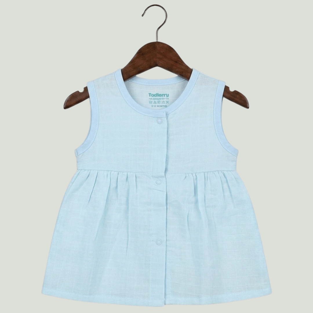 Premium Muslin Sleeveless Frock – 100% Organic Cotton Baby Dress
