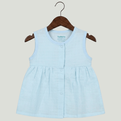 Premium Muslin Sleeveless Frock – 100% Organic Cotton Baby Dress
