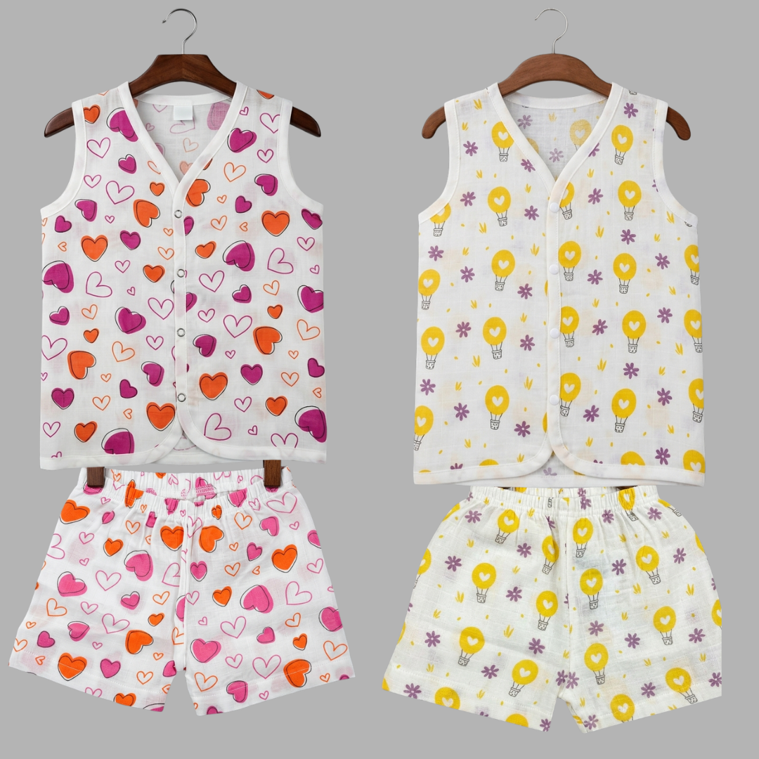 Summer Cotton Snap Up Jhabla & Shorts Set (Set of 2)