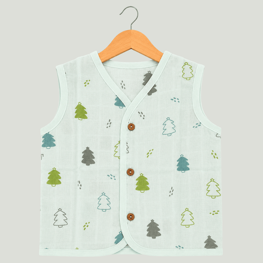 Unisex Soft Cotton Sleeveless Mint Alpine Forest Jhabla