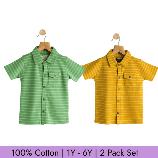 Todlerry Boys Cotton Strips Shirt | Pack of 2 |Soft & Breathable | 100% Cotton
