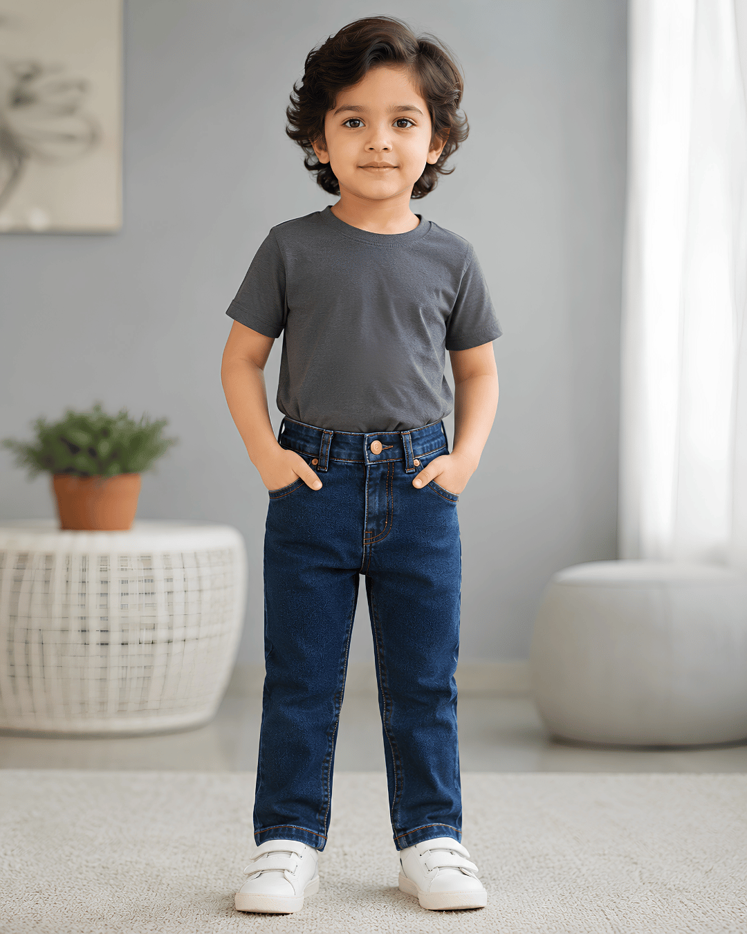 Classic Comfort Fit Kids Dark Blue Denim Jeans