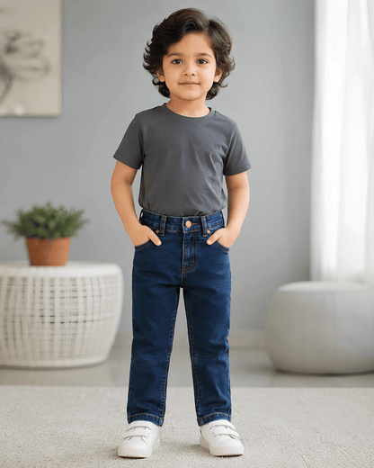 Classic Comfort Fit Kids Dark Blue Denim Jeans