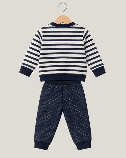 Todlerry Unisex Kids Striped Sweatshirt & Jogger Winter Set